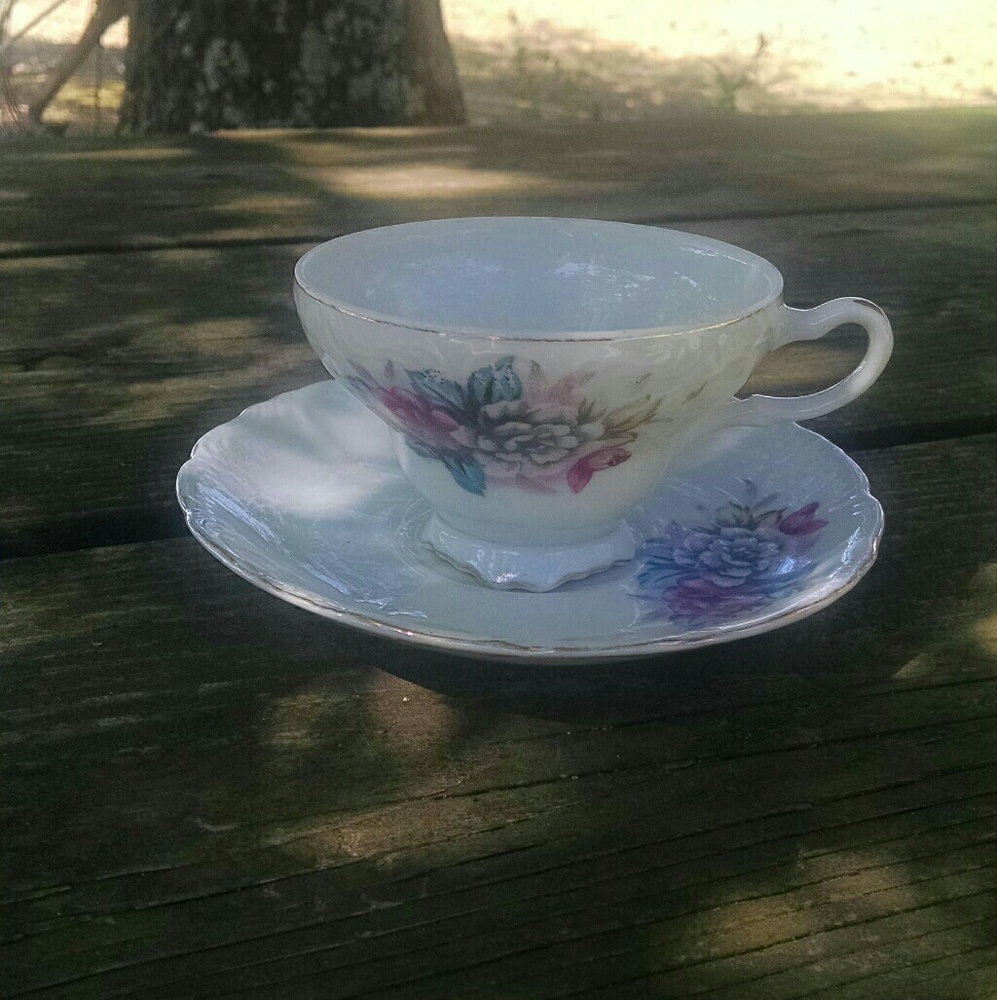 Vintage Japanese Porcelain Footed Teacup & Saucer